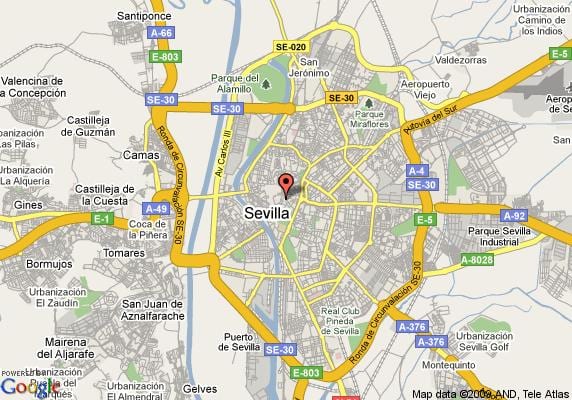 barrio เดอซานต้ารูซ spain_ provinces. kgm แผนที่