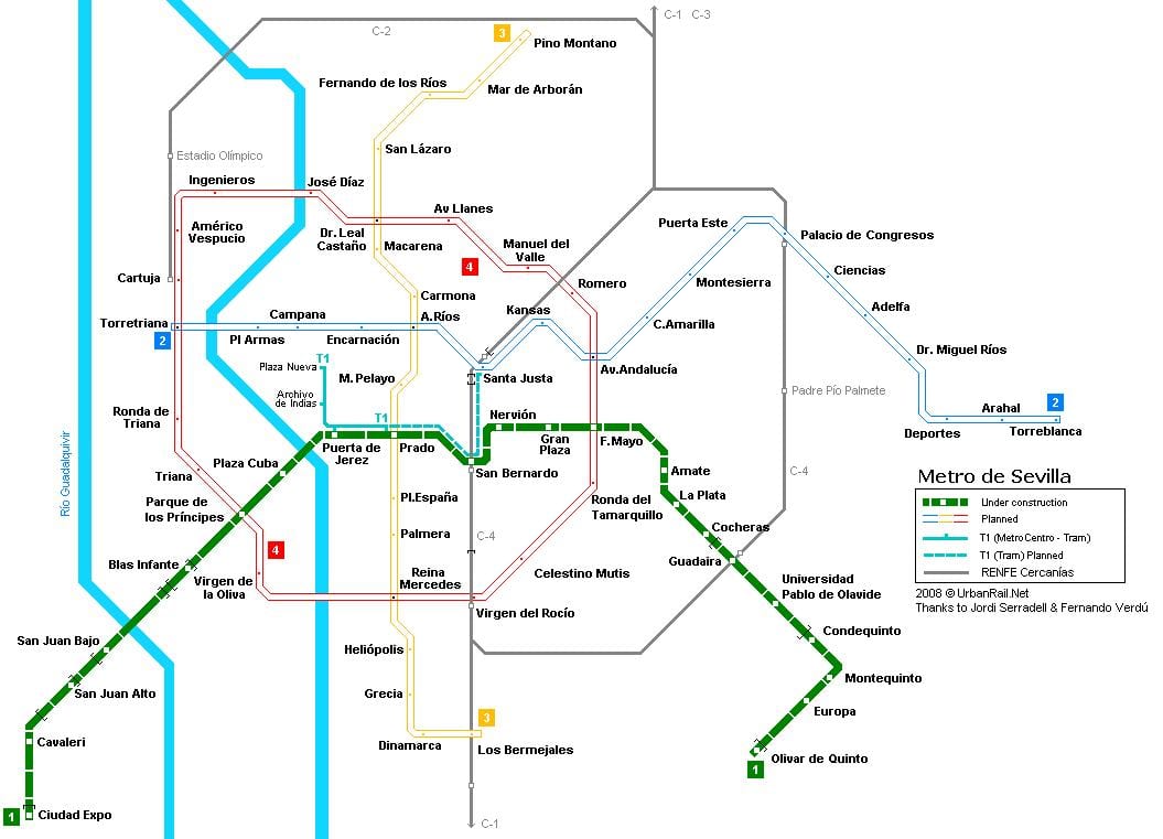 แผนที่ของ Sevilla สถานีรถ