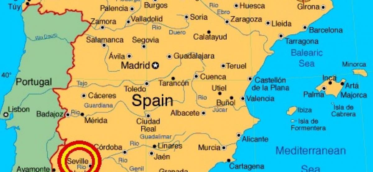 Sevilla สเปนแผนที่